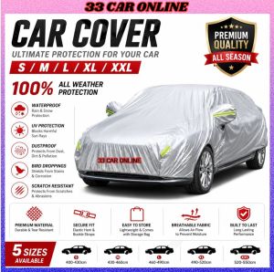 (MADE IN MALAYSIA) Car Body Cover Car Cover Outdoor Waterproof Uv Protection Penutup Kain Selimut Kereta L XL XXL MPV