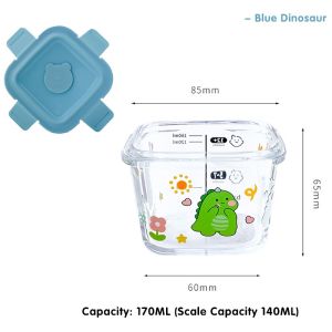 4Pcs 170ML Baby Food Storage Container Glass Portable Seal Storage Baby Glass Solid Food Bowl Bekas Makan