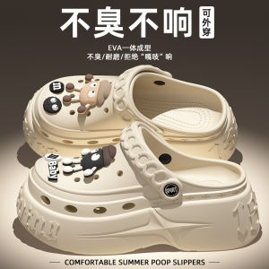 [Free Shipping] Cute Cartoon Slip-On Sandals For Women Perfect For Outdoor Wear In Summer.New Breathable Thick-Soled Perforated Design Ideal For Casual Wear