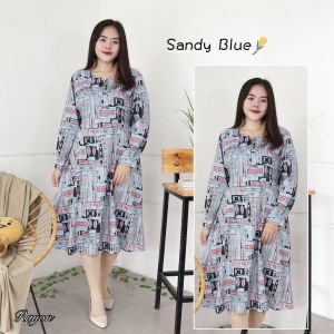 LDO Dress Midi Wanita Lengan Panjang / Dress KOREA Lengan Panjang Wanita Rayon