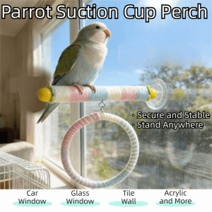 OUTOPEN Linen Rope Suction Cup Swing Set Comfortable Grip Suction Cup/ Screw Hanging Bird Standing Perch Premium Non-slip Parrot Play Stand Toy Parrot Toy