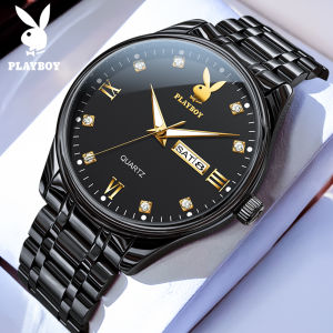 PLAYBOY Watch For Men Waterproof Original 2024 New Luxury Import Movement Casual Stainless Steel Calendar Luminous Business Mens Watch