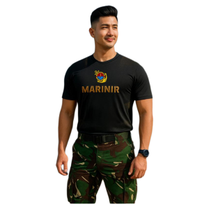 Kaos marinir bahan jersey warna hitam motif depan