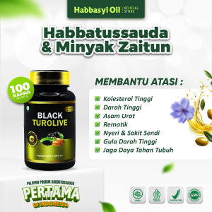 Kapsul Black Turolive Isi 100 Ekstrak Habbatussauda Dan Zaitun Tursina Obat Herbal Kolesterol Darah Tinggi Kencing Manis Halal BPOM