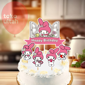 Topper My Melody Bisa Custom Nama untuk Hiasan Kue Ulang Tahun / Ultah Anak (Toper Cake Sanrio)