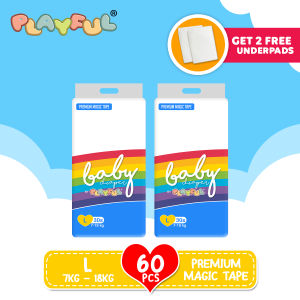 BABY DIAPER BY PLAYFUL Premium Magic Tape Large 30’s Pack of 2