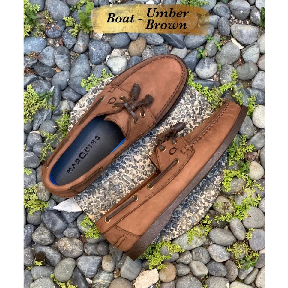 Marquins Genuine Leather Boat Shoes for MEN Umber Brown (30