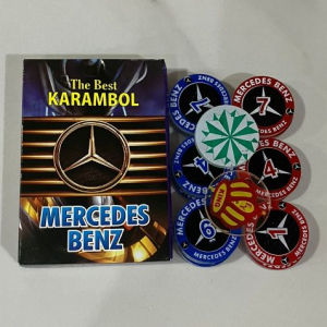 Biji Karambol Tebal 4 mm Motif Mercedes Benz Merci / Random | koin krambol satu lapis original | 1 set buah kerambol 4mm | coin bola carambol | anak carrom games