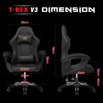 KENZZO T-REX SERIES Gaming Chair Height Adjustable Reclining E-Sports Gaming Chair With Ergonomic Backrest