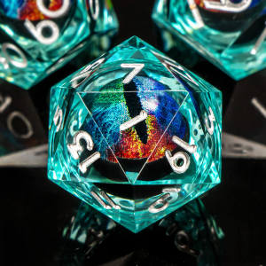 Dragon Eye Dice Set Full Liquid Core Sharp Edge for Dungeon And Dragon DND Pathfinder Role Playing Games Dice Gift For Him