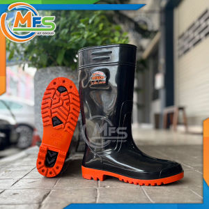 🔺️รองเท้าบูทดำยาว บูทยาว บูทสีดำพื้นส้ม สูง 14นิ้ว🔺️รองเท้าบูทกันน้ำ รุ่น 898 รองเท้าบูทยาง รองเท้าบูทยาวสีดำพื้นส้ม - MFS