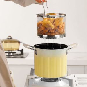 DFVDS ประหยัดน้ำมัน กระทะทอดกระทะ พร้อมฝาปิด ป้องกันน้ำกระเซ็น หม้อทอดไฟฟ้า สีไล่ระดับสี ไม่ติดกระทะ หม้อทอดลึก ร้านไก่ทอด