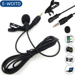 E-WOITD 3.5Mm Jack Lavalier Tie Clip Bài Giảng Micro Mini Âm Thanh Mic Cho Máy Ảnh Máy Tính Điện Thoại