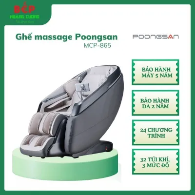 Ghế Massage AI Scan Body Poongsan MCP-865 - 24 Chương Trình - Con lăn 4D kết hợp trục SL ôm sát cơ thể