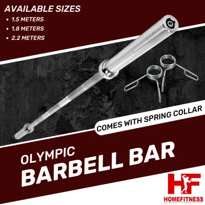 Olympic Barbell bar with Spring Collar 1.5M 1.8M 2.2M (Diameter: 5.08cm)
