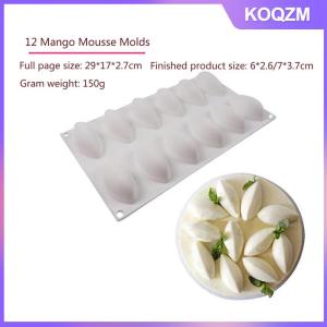 KOQZM 12 Cavity Silicone Cake Fondant Mold Form Quenelle Shaped Mould Mousse Cake Tool