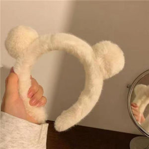 Bando Karakter Telinga Beruang Bear Telinga Kucing Bandana Pom-Pom Bulu Gaya Korea Kekinian Aksesoris Rambut ptt