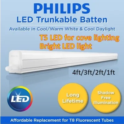 [2pcs bundle] Philips T5 LED Batten tube for Cove Light/ Cabinet Lighting/Long tube light/ 2pin hole