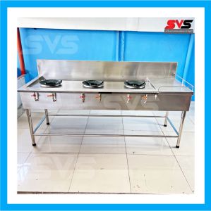 SVS เตาสแตนเลส3หัวเตา เตาไทย 3 หัว เตาฟู่ KB5 ขนาด ก70xย200xส80 ซม. สแตนเลสเกรด304 เตาเเม่ค้า เตาเเก๊ส เตาไทยมีที่พัก มีรางน้ำทิ้ง(SVSสแตนเลส SVS Stainless เตาสแตนเลสSVS ครัวสแตนเลส เครื่องครัวสแตนเลส)