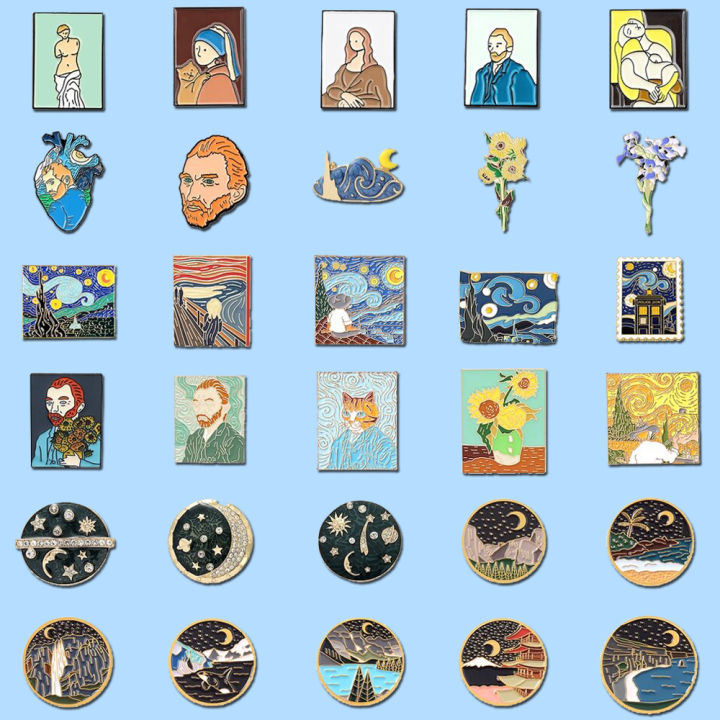 เข็มกลัดภาพวาดสีน้ำมัน Van Gogh เข็มกลัดศิลปะ Van Gogh Lapel Pin ...