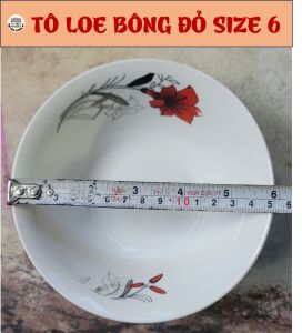 Bộ 5 TÔ LOE GỐM SỨ HỌA TIẾT HOA ĐỎ - ĐỦ SIZE ( CỠ 678)