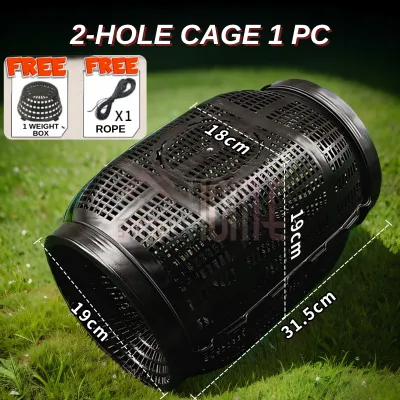 【Suitable For Big Fish】Repairable fish catcher heavy Duty Shrimp Crab trap fishing rod hard case Fish Trap Crab Not Easy to Damage Shrimp Eels Lobster Plastic Lambat Eel Cage Catcher Cage Fishing Net Bait Catching Loach Tool 6M Rope Plastic Container