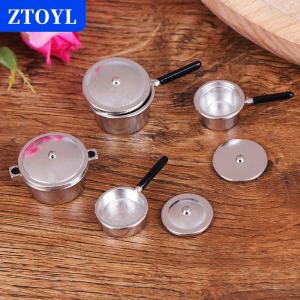 [COD] ZTOYL 4pcs 1:12 dollhouse Miniature Metal MINI POT ชุดตุ๊กตาบ้านครัวเฟอร์นิเจอร์