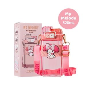 SANRIO Bình Nước 520ml Có Ống Hút Dễ Thương MyMelody Cinnamoroll Kuromi