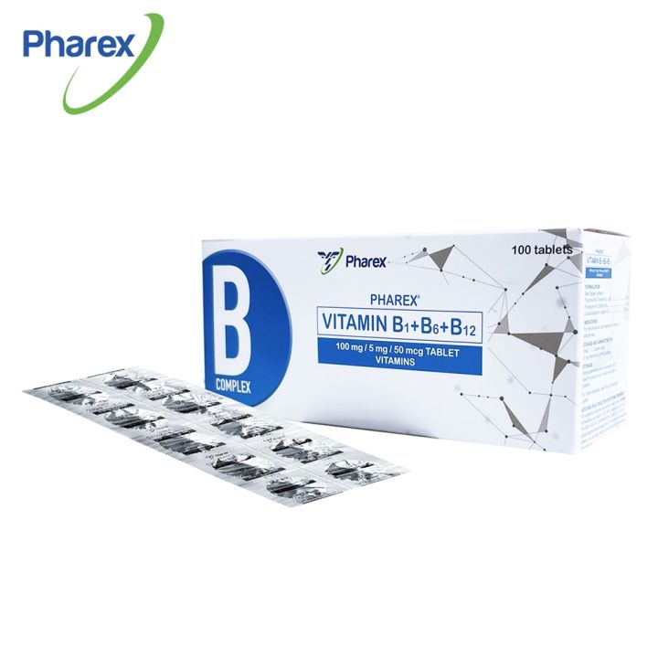 Pharex B Complex B1 B6 B12 Vitamins For Adult 100mg 5mg 50mcg 100 Tablets Nerve Health Lazada Ph