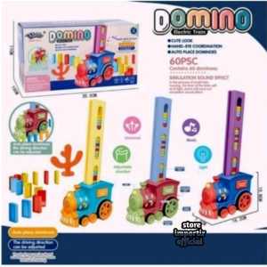 MAINAN ANAK PENYUSUN KERETA API DOMINO TRAIN EDUKASI ANAK Mainan Kereta Api Elektrik 877 44 Domino Electric Train Contains 60 Pcs Dominoes Bisa Berjalan Menggunakan Baterai Sambil Menata Balok Kemasan Kardus