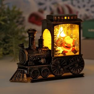 Locomotive Christmas Light Vintage Xmas Desktop Night Light Battery Operated Warm Lighting Holiday Decoration Xmas Party