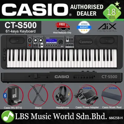 Casio CT-S500 61 Keys Casiotone Portable Keyboard Electronic Piano with WU-BT10 (CTS500 CT S500)