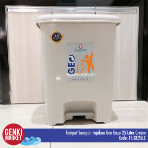 Tempat Sampah Injakan Geo Enzo 24L 35L Cream Genki Market
