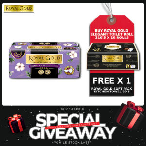 Royal Gold Elegant Toilet Rolls 3 PLY (210s x 20) - [FREE ROYAL GOLD SOFT PACK KITCHEN TOWEL 80S X 1 PKT]