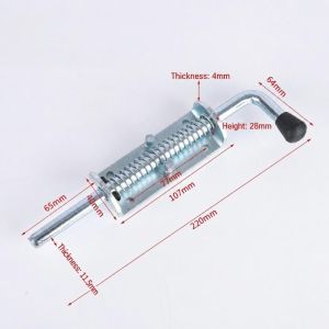 OURTOUR Automatic Rebound Spring Loaded Bolt Heavy Duty Zinc-plated Iron Cargo Door Bolt High Quality Durable Gates Doors Lock Bolt Gate Truck Warehouse
