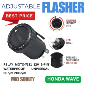 MIO SOULTY MOTORCYCLE  ADJUSTABLE FLASHER RELAY MOTO-7131 12V 2-PIN WATERPROOF UNIVERSAL 50c/m-200c/m