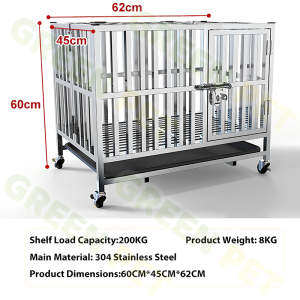Greenpets Dog Cage Stainless Steel Large Foldable Heavy Duty with Lock Removable Tray for Big Dogs Indoor Outdoor Use