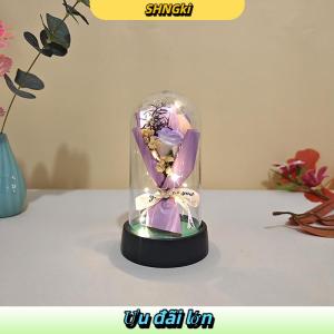 SHNGki 1 Bộ vĩnh cửu Rose ánh sáng xà phòng hoa trong Acrylic Bìa LED Valentine ngày quà tặng cho bạn gái bà mẹ ngày cưới phù dâu Quà Tặng