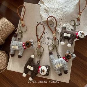 Nepalese handmade wool felt puppy pony and elephant pizza-themed creative and cute bag charms keychains and plush toys