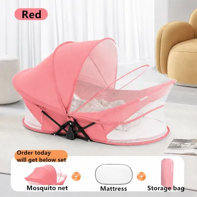 Portable Baby Cot Newborn Bionic Bed Foldable Baby Nest Infant Bassinet Anti-pressure Travel Crib with Mosquito Net