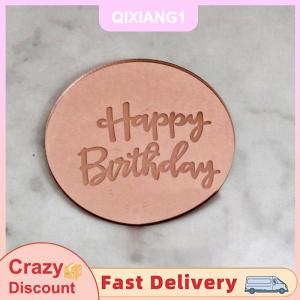 QIXIANG1 10pcs Hạnh Phúc sinh nhật Cupcake Topper Acrylic Rose Vòng tròn bánh Topper