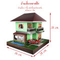 บ้านกงเต็ก คละสี บ้านกระดาษ ไหว้บรรพบุรุษ บ้านเดี่ยวรูปแบบทันสมัย มีรถ 1 คัน เฟอร์ครบพร้อมอยู่อาศัย เชงเม้ง HSH003. 