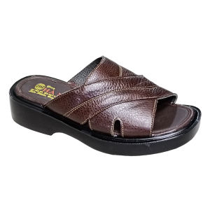 Dép Nam Quai Ngang HA NAM Da Bò Thật Đế Cao Dành Cho Người Thấp DN2041