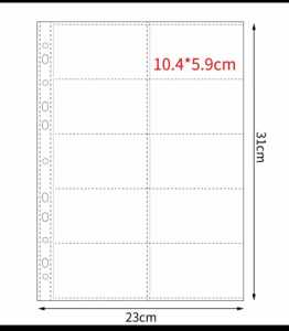 A4 (5pcs)10 Pocket Sleeves 11 Holes Gaming Trading Card Album Binder Inners Pages No PVC Acid-free