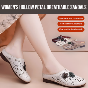 Womens Hollow Petal Breathable Sandals Non-Slip Wear-Resistant Ladies Slippers Slip-On Mom Shoes Summer Beach Sandals