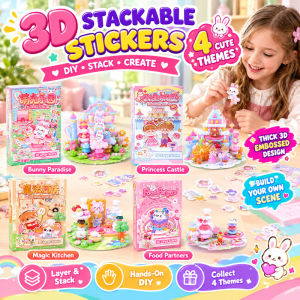 Allieuka 3D Stackable Stickers Kabaxiong Kids Embossed Stereo DIY Scene Cartoon Crystal Decor Toy for Girls