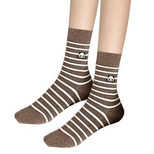 Phụ nữ Hàn Quốc Preppy sọc bông tất ống dài trung bình thẩm mỹ sinh viên dễ thương Panda thêu giữa bê vớ Hàng dệt kim