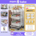 3 Tier Trolley Cart Organizer Heavy Duty Rolling Utility Cart with Wheels and Handle. 