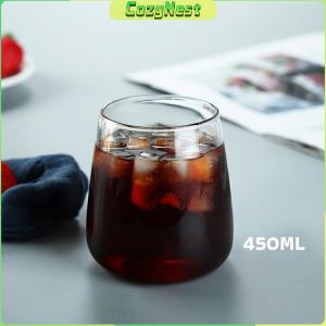 C.N. 450ml 500ml Glass Coffee Cup Tea Milk Yogurt Mug Creative Transparent Letter Pattern Drinkware