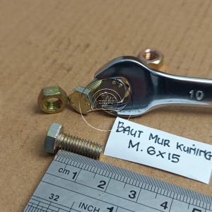 BAUT MUR M6 X 15 KUNING BMK M6X15 PANJANG 15CM 15 CM KUNCI 10 DIAMETER BODY 6MM 6 X 15 6X 15 6 X15 M6X 15 M6 X15